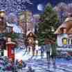 Snowy Village christmas card cover. 