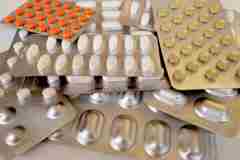 A selection of medications in the form of tablets. 
